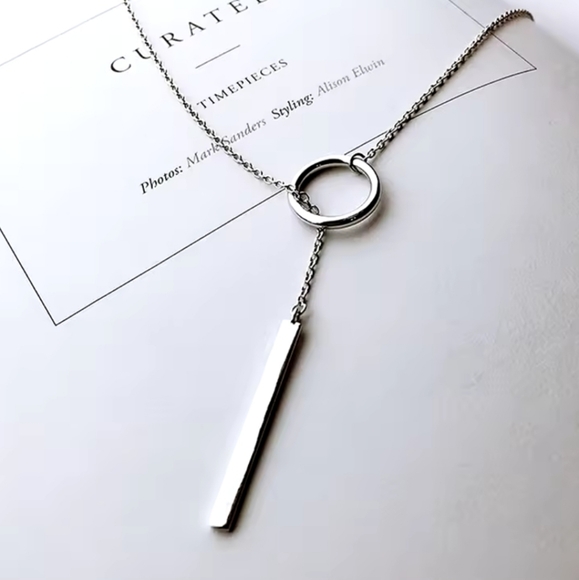 Circle Minimalist Silver Necklace - Picture 2 of 6